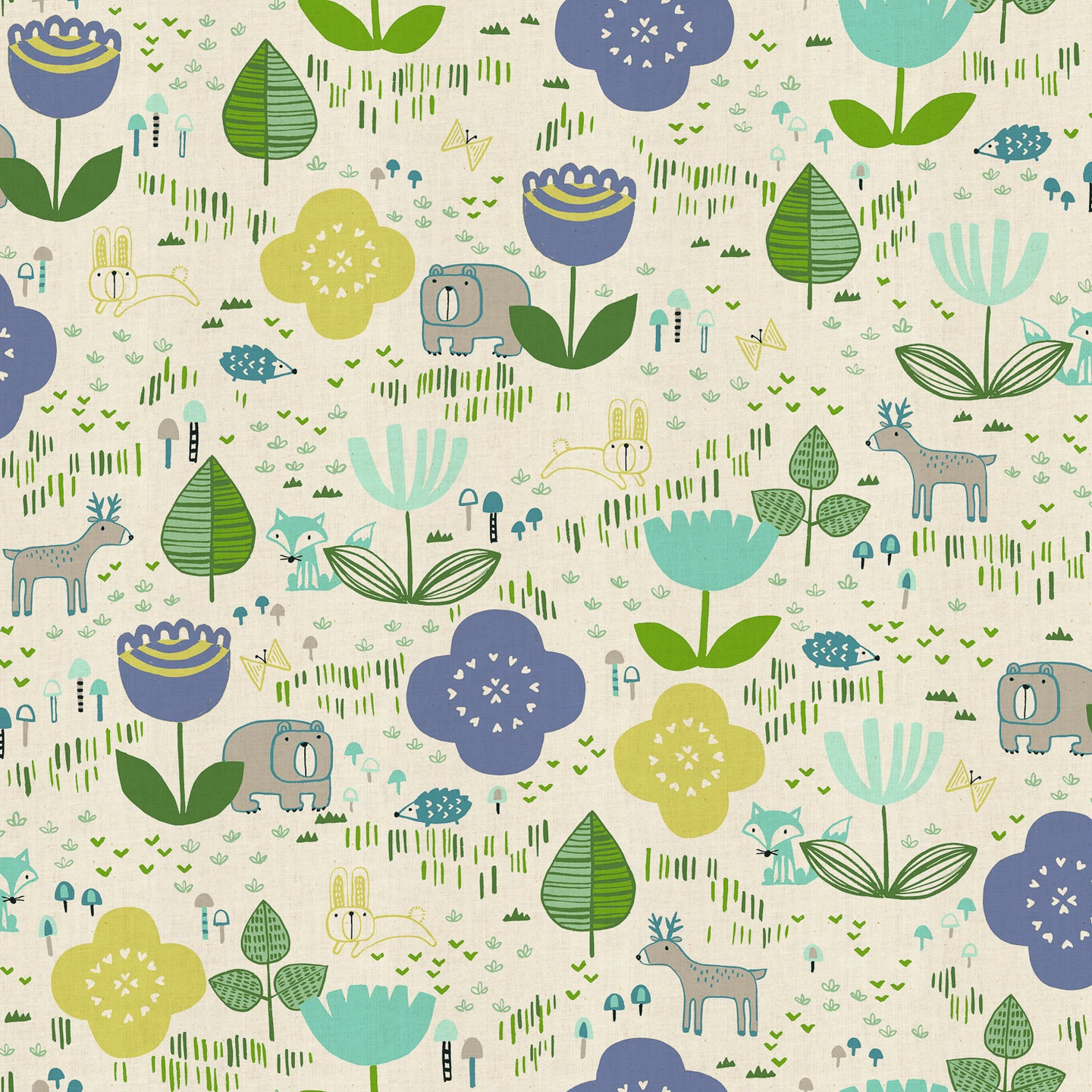Mori No Tomodachi by Hitomi Osumi for Cotton and Steel -  Lemon - Unbleached