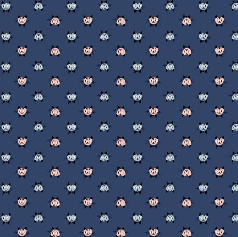 Steno Pool by Kim Kight for Cotton and Steel - Midnight Calico Cats
