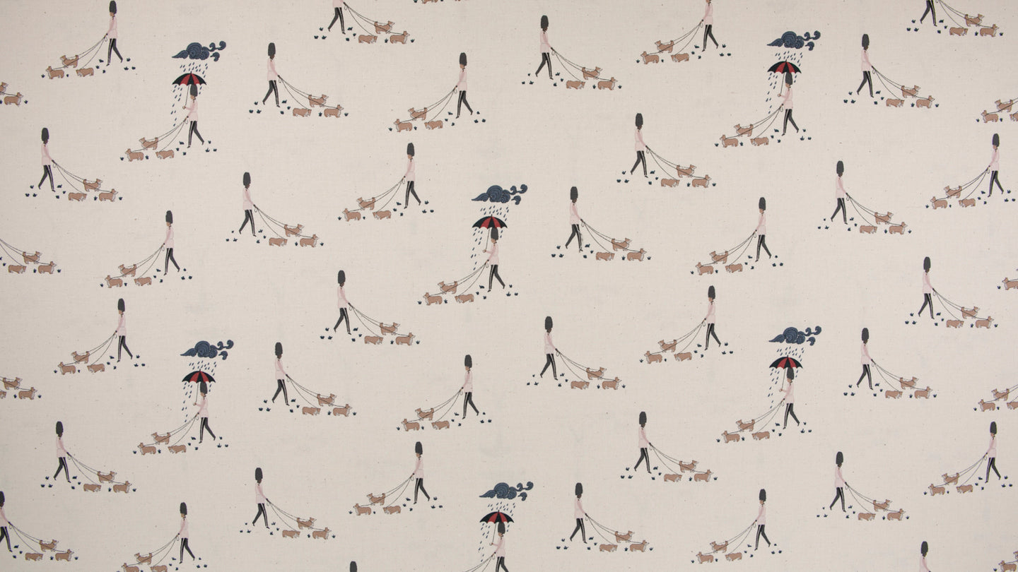 C+S London Town - Reign, Reign, Go Away - by Sara Mulvanny - White Unbleached Fabric