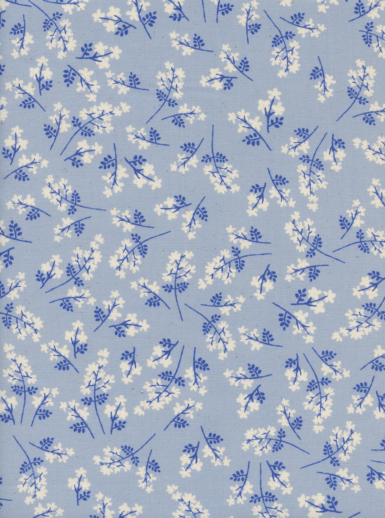 C+S S.S. Bluebird - Bouquet - Blue Unbleached Cotton Fabric