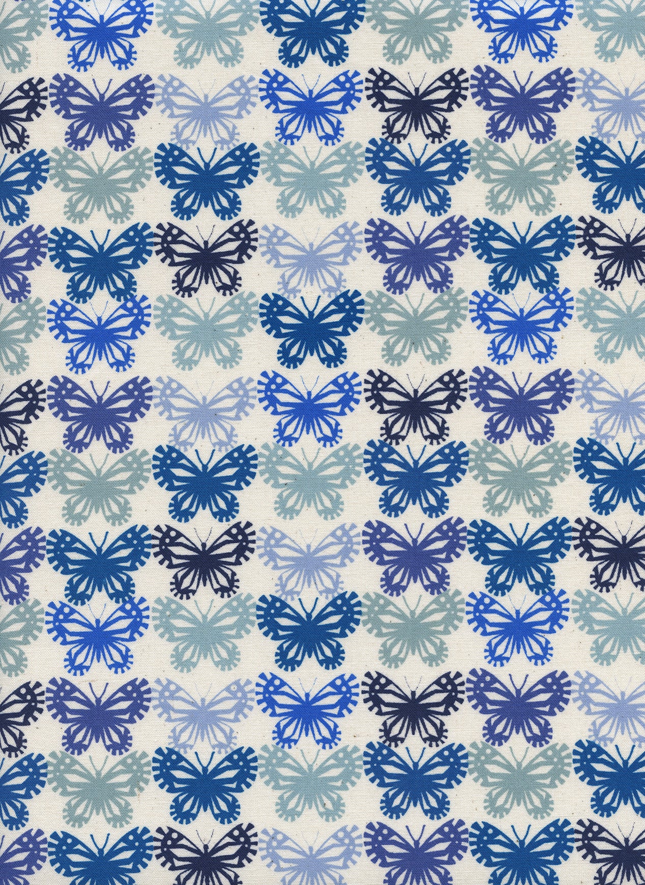 C+S Panorama - Butterflies - Blue Ribbon Unbleached Cotton Fabric