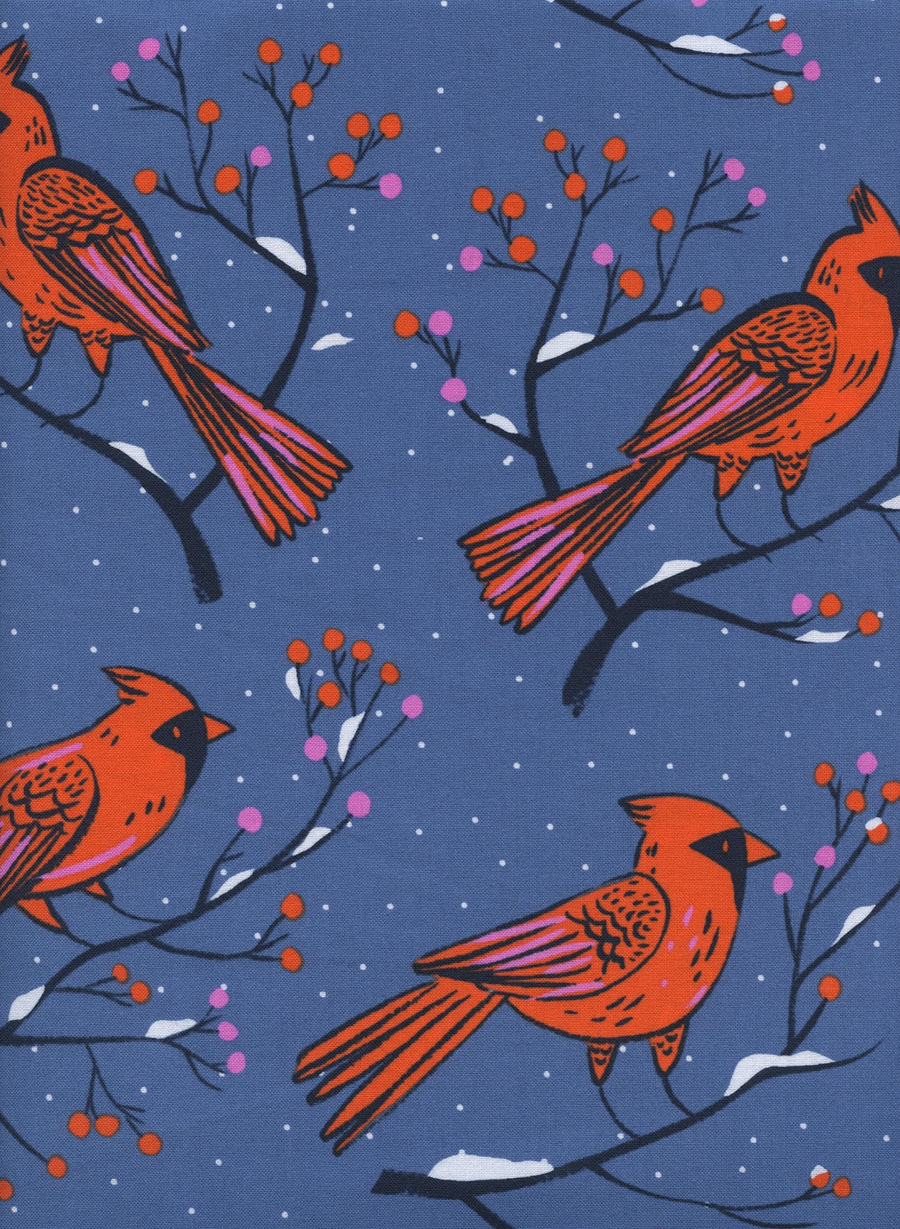 C+S Frost - Winter Cardinals - Blue Fabric