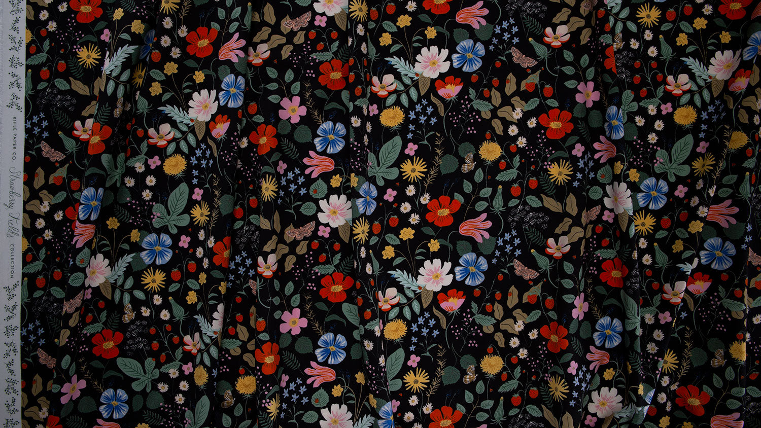 C+S Rifle Paper Co. Strawberry Fields Black Rayon – Villekulla Handmade