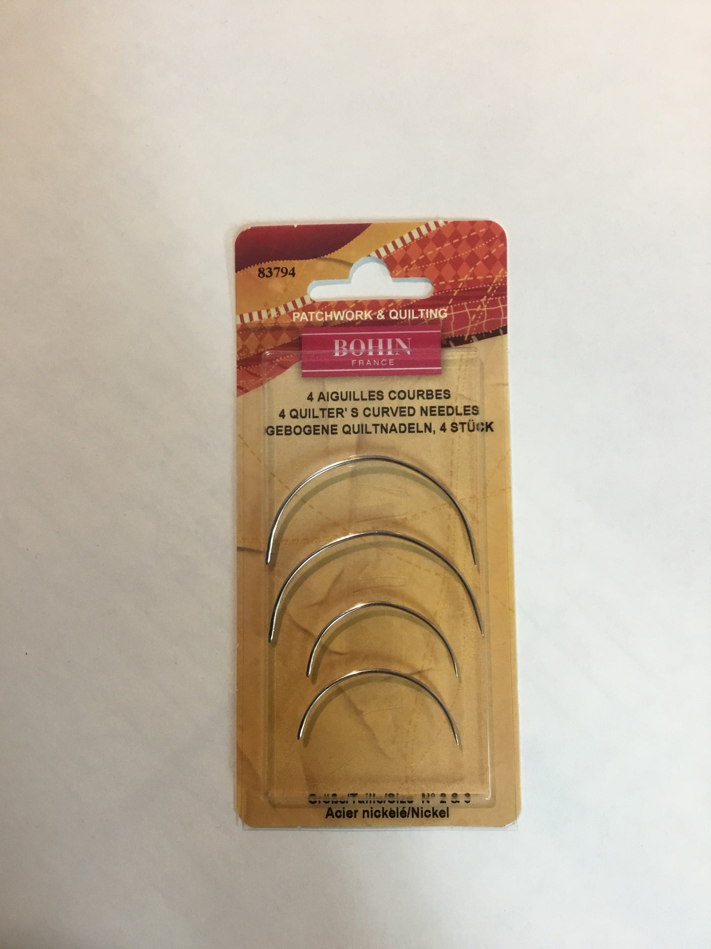 Bohin quilter’s curved needles