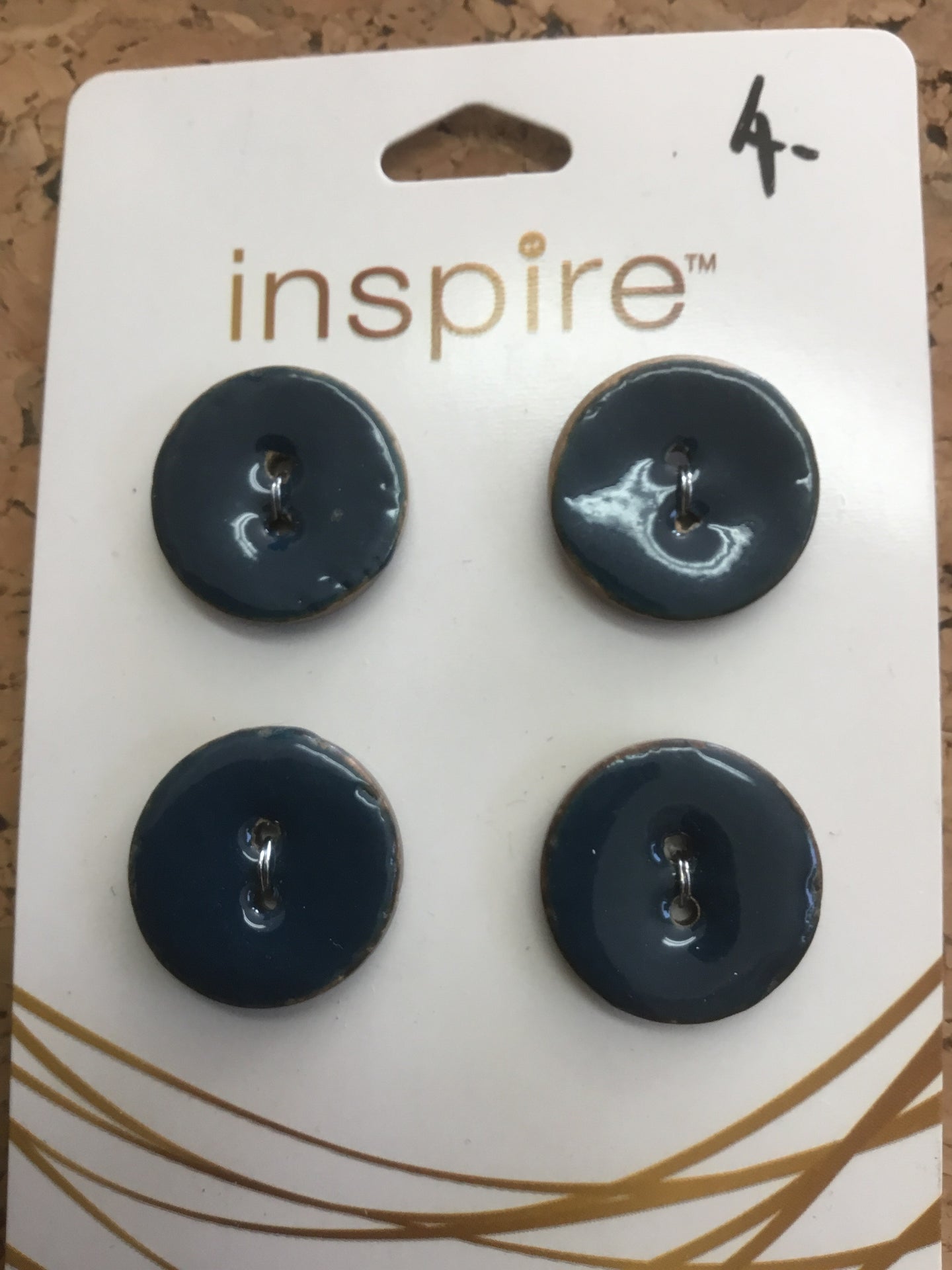 4 x glossy navy blue buttons